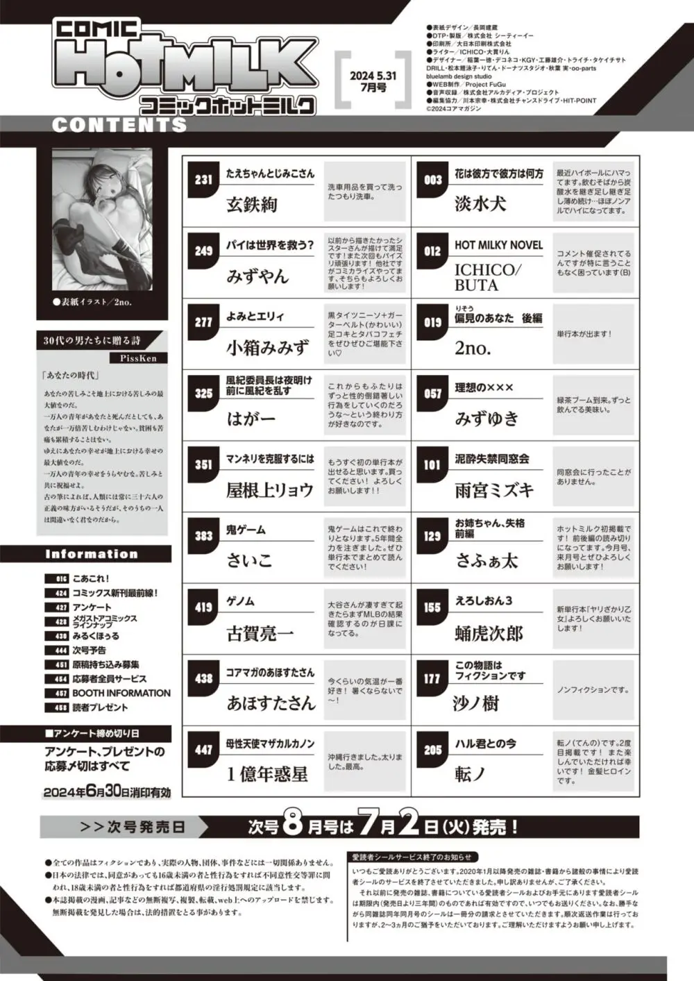 コミックホットミルク 2024年7月号 Page.2