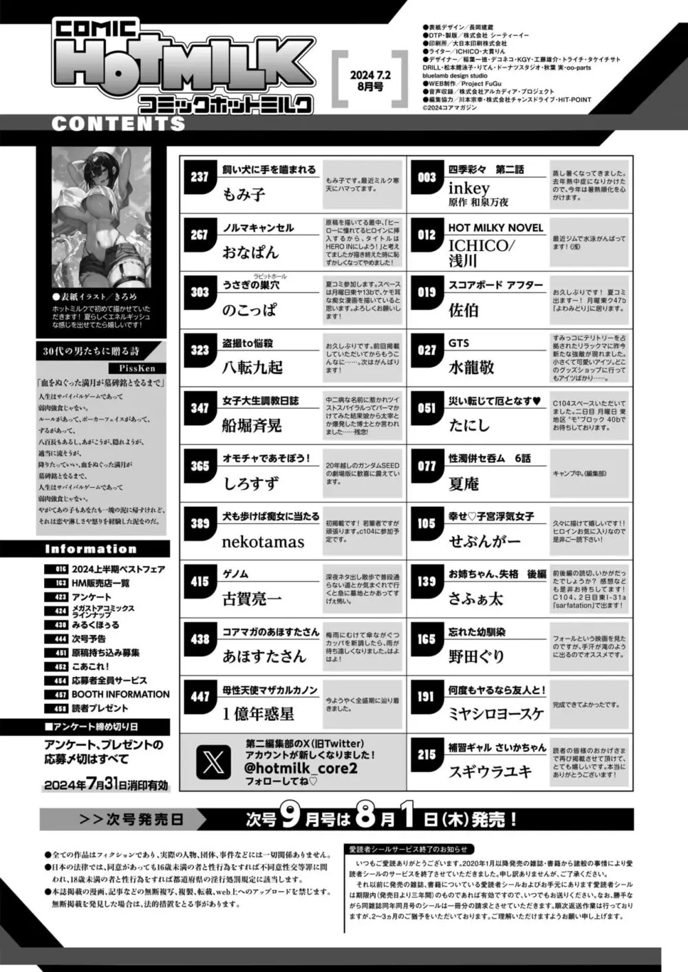 コミックホットミルク 2024年8月号 Page.2