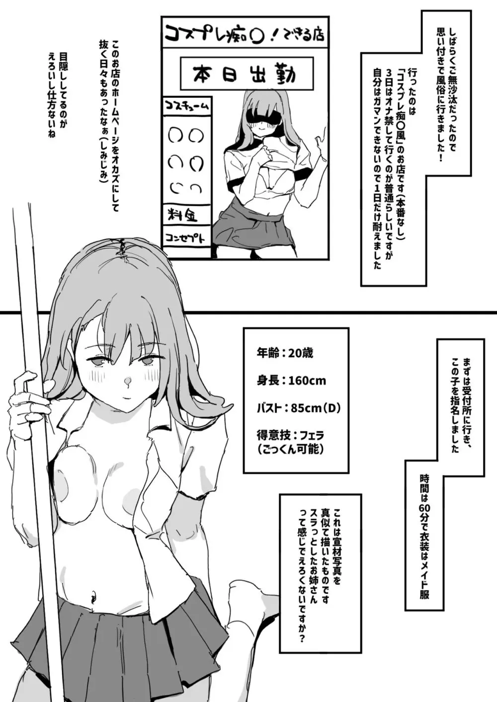 風俗レポ漫画 1 コスプレ痴●店編 Page.2